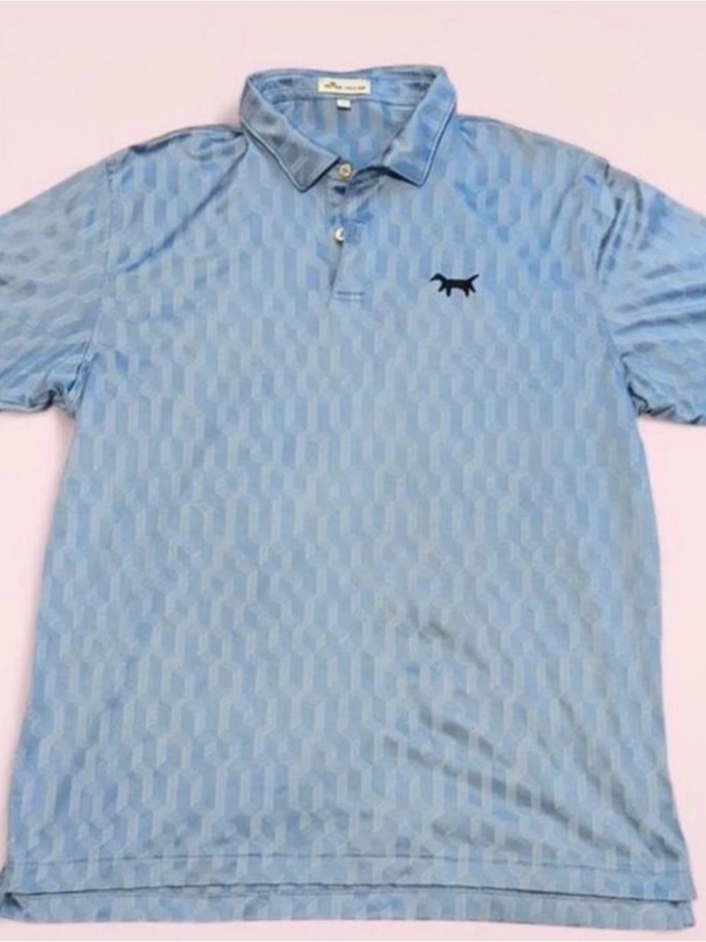 Peter Millar Light Blue Geometric-Textured Polo